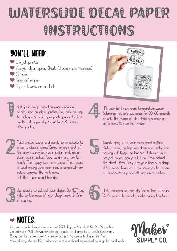 Waterslide Decal Paper